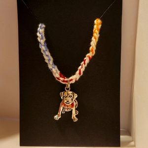 Puppy 17 to 19 inch handwoven rainbow boho necklace